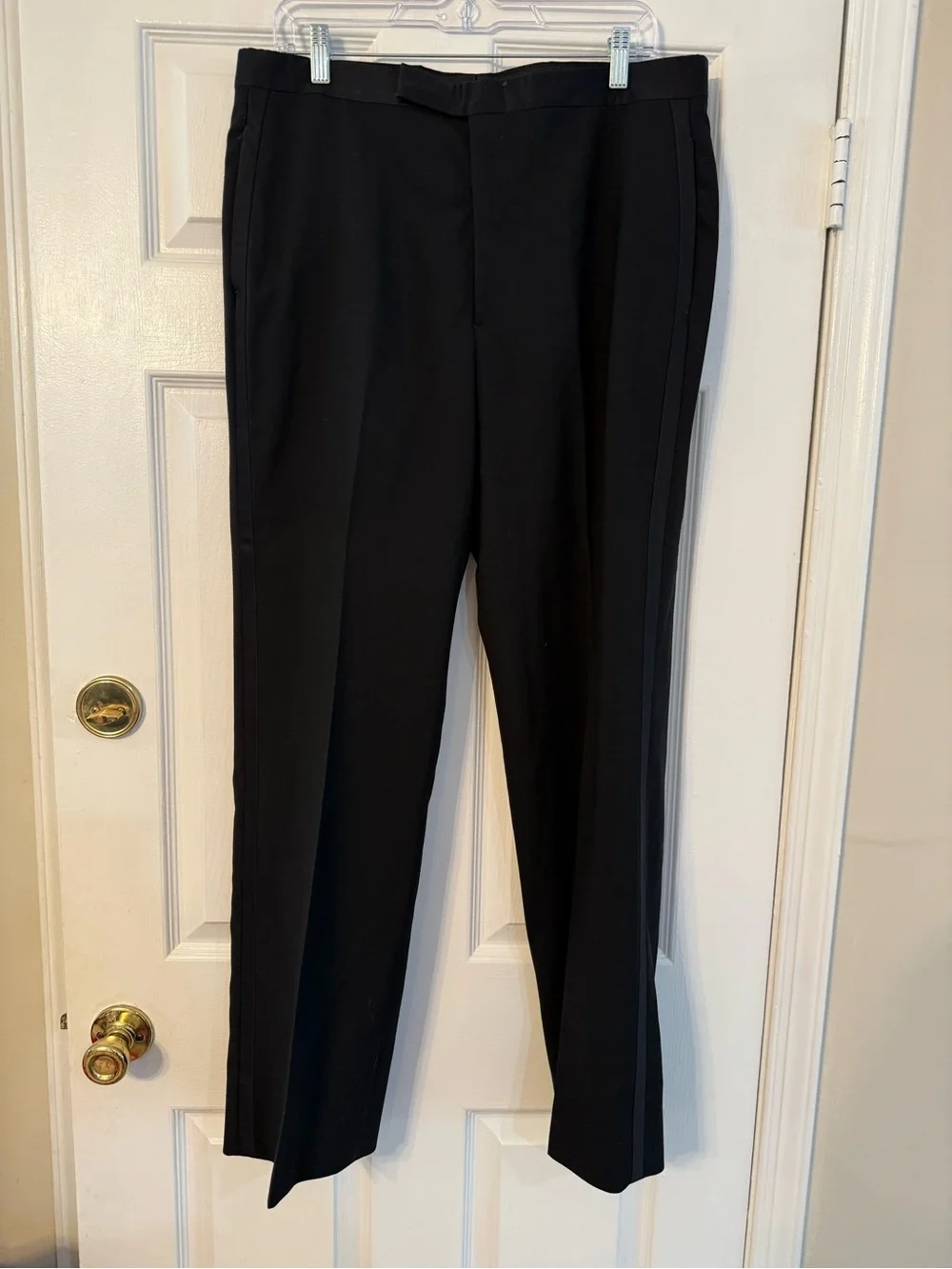 bill blass Black Dress Pants with Contrast Piping Tuxedo Pants